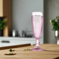 Twill Pink Flute, Set of 4