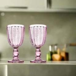 Twill Pink Goblet, Set of 4