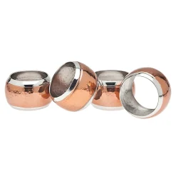 Two Toned Hammered Napkin Ring Set