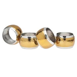 Two Toned Hammered Napkin Ring Set