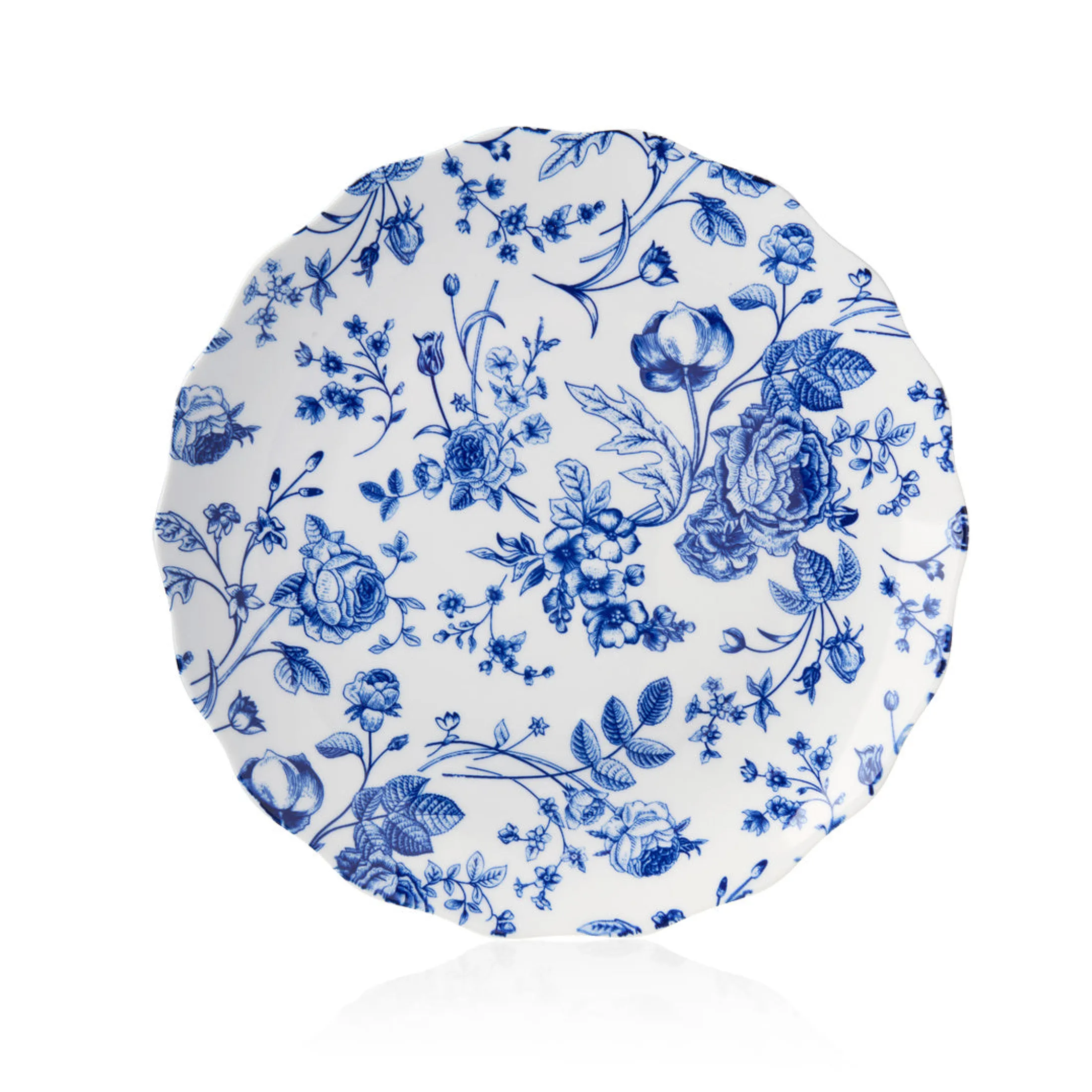 Vintage Bluetiful Floral Scalloped Dinner Plate