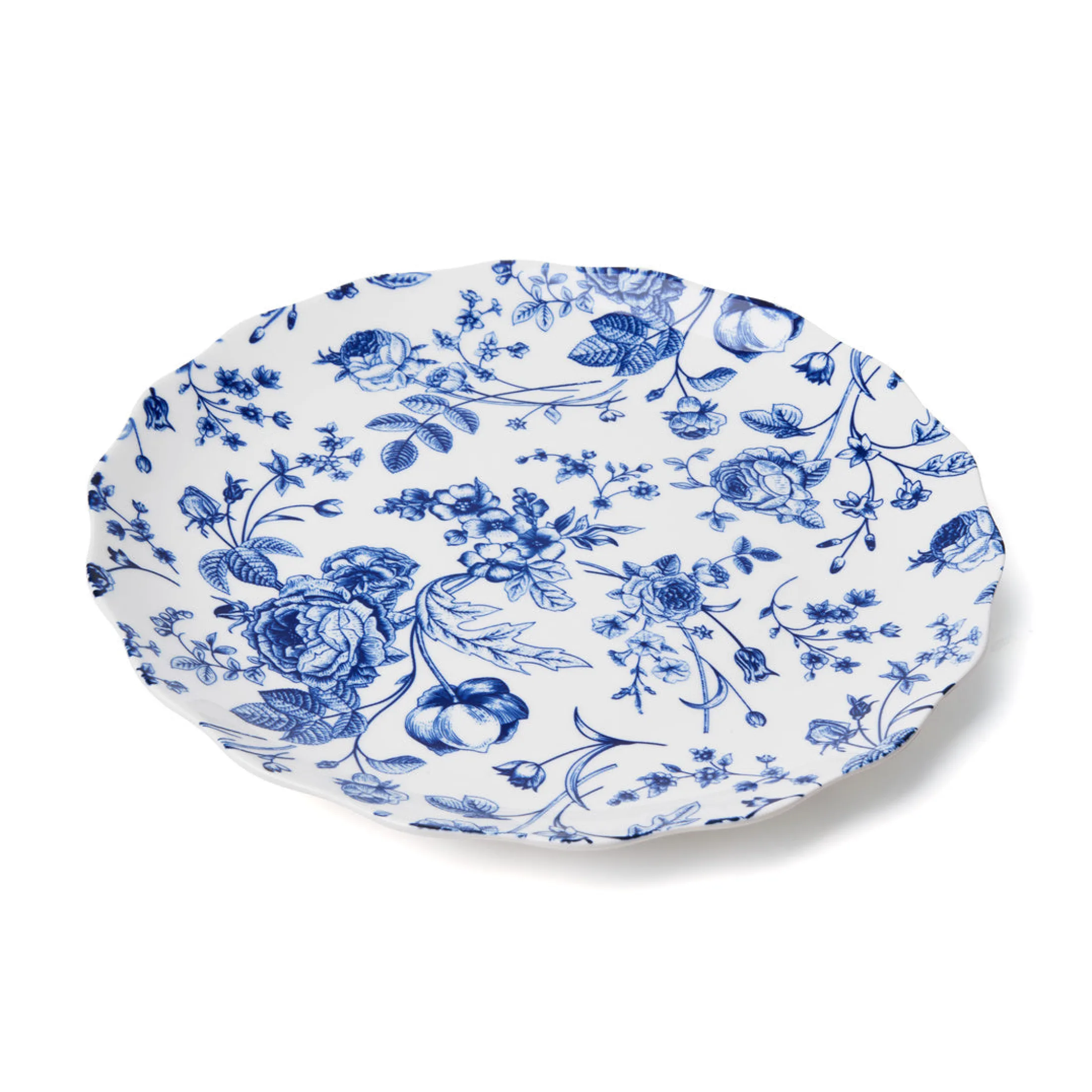 Vintage Bluetiful Floral Scalloped Dinner Plate