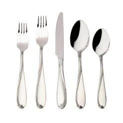 Wave Sandblasted 18/0 Stainless Steel 20 Piece Flatware Set, Service For 4