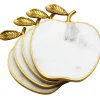 White Marble Apple Coaster Set