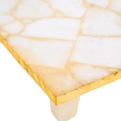 White Quartz Gold Edge Raised Challah Board