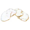 White Quartz Gold Metallic Edged Coaster Set
