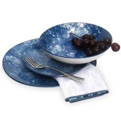 Wingate Blue Porcelain 12 Piece Dinnerware Set, Service For 4